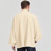 baratos Tops-Retro Vintage Punk e gótico Medieval Blusa / Camisa Baile de Máscara Vampiros Cavalheiro Outlander Com Babados Cor Sólida Fantasia Homens Pirata Fantasia Real Carnaval Baile de Máscaras Espetáculo