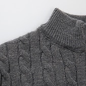 baratos suéter pulôver masculino-Homens Pulôver suéter Suéter de malha Suéter com zíper de um quarto Estriado Cabo Tricotar Tops regulares Tricotado Tecido Quarter Zip Mantenha Quente Contemporâneo Moderno Casual Roupa Diária Roupa