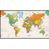 baratos Papel de Parede-Mapa do mundo papel de parede mural atlas vintage cobertura de parede adesivo peel and stick removível pvc/material de vinil autoadesivo/adesivo necessário decoração de parede para sala de estar