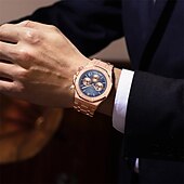 economico Orologi al quarzo-Orologio al Quarzo da Uomo POEDAGAR Orologio da Sport Moda Casual Luminosa Calendario Cronografo Impermeabile Orologio in Acciaio