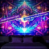 お買い得  ブラックライトタペストリー-ブラックライトタペストリー UV反応性、暗闇で光る、光るパーティー、ネオントリッピー、ミスティマンダラ、ボヘミアン吊り下げタペストリー、リビングルーム、寝室用ウォールアート壁画