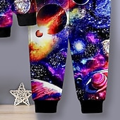 abordables Vision 3D et Géométrie du Garçon-Garçon 3D Galaxie Ensemble sweat à capuche et pantalon de survêtement Set manche longue 3D effet Automne Hiver Actif Mode Frais Enfants 3-12 ans Extérieur Vacances Plein Air Standard
