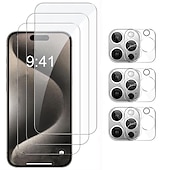Χαμηλού Κόστους iPhone Προστατευτικά Οθόνης-3 σετ Προστατευτικό οθόνης + Προστατευτικό φακού κάμερας Για Apple iPhone 16 iPhone 15 Pro Max 14 Plus 13 12 11 Pro Max Σκληρυμένο Γυαλί Anti-Spy προσωπικών δεδομένων Επίπεδο σκληρότητας 9H