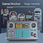 economico Microfoni-Kit di apparecchiature per podcasting professionale 2023 c100 48v con scheda audio di conversione vocale con vari effetti sonori e luci a led ideali per l&#039;uso nel podcasting.