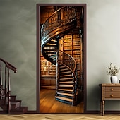 abordables Cubiertas de puertas-Escalera de caracol cubiertas de puerta tapiz de puerta decoración de cortina de puerta telón de fondo pancarta de puerta para puerta de entrada casa de campo suministros de decoración para fiesta