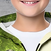 billiga Pojkens 3D-djur-Pojkar 3D Dinosaurie Huvtröja Kappa Ytterkläder Långärmad 3D-tryck Höst Vinter Mode Streetwear Häftig Polyester Barn 3-12 år Utomhus Ledigt Dagligen Normal
