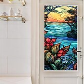baratos películas de janela-Filme para vitrais, adesivos coloridos para janelas, vitrais eletrostáticos, removível, privacidade, filme decorativo manchado para escritório doméstico