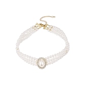 preiswerte Schmucksets-Schmuckset 1 Set Künstliche Perle Strass 1 Halskette Ohrringe Damen Elegant Einfach Layer-Look Schmuck-Set Für Hochzeit Party kleid hochzeitsgast