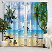 abordables Cortinas y cortinajes-Cortinas opacas de 2 paneles, cortinas para sala de estar, dormitorio, cocina, tratamientos de ventanas, oscurecimiento de habitación con aislamiento térmico