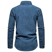 economico camicia da uomo con bottoni-Per uomo Camicia Maglietta informale Camicia di velluto a coste Nero Giallo Rosa Viola Marrone Manica lunga Liscio Bavero Strada Da mare Di base Abbigliamento Di tendenza Comodo