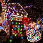 economico Striscie luci ad energia solare-1 stringa di luci solari per esterni - 8 modalità di luce decorativa da giardino, illuminazione notturna d&#039;atmosfera per balconi esterni, decorazioni per Natale, Halloween, San Valentino e feste