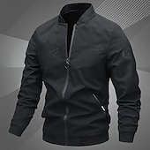 cheap Men&#039;s Jackets &amp; Coats-Men&#039;s Lightweight Jacket Summer Jacket Bomber Jacket Windbreaker Outdoor Vacation Warm Fall Winter Plain Fashion Streetwear Stand Collar Regular Black Gray Jacket