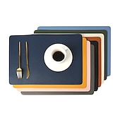 billige Placemats &amp; Coasters &amp; Trivets-vinyl dekkematte vanntett pu lær varmebestandig spisebord bord bord plate matte juledekor høst kjøkken bord matter innendørs utendørs