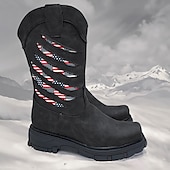 billiga Cowboy &amp; Western Boots-Herr Stövlar Cowboystövlar Militärkängor Plusstorlekar Ledigt Utomhus Dagligen PU Andningsfunktion Bekväm Halksäker Slip-on Svart Brun Höst Vinter