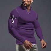 olcso Férfi Vintage póló-Férfi Hit Gofris pólóingek Zip Polo Golf pólóingek Hosszú ujj Pólóingek Cipzár Szüret Szabadtéri Alkalmi / Napi Utcai öltözék 3D Nyomtatott Ősz &amp; tél Fekete Fehér Bor