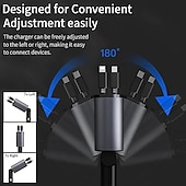 olcso Autós töltő-starfire fém visszahúzható autós töltő szupergyors töltés 100w autós szivargyújtó usb port adapter autós töltő kábellel