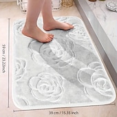 preiswerte Läufer und Teppiche-1 Stück Badvorleger, Rosenblüten-Muster, Badezimmer-Badematte, Flanell, rutschfester Teppich, Badewannen-Bodenteppich, Duschraum-Fußmatte, Memory-Schaum-Matte, waschbarer Teppich