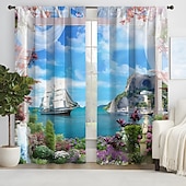 abordables Cortinas y cortinajes-Cortinas opacas de 2 paneles, cortinas para sala de estar, dormitorio, cocina, tratamientos de ventanas, oscurecimiento de habitación con aislamiento térmico
