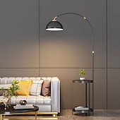 cheap LED Floor Lamp-Curved Floor Lamp for Living Room, Modern Farmhouse Industrial Standing Lamp, Black Tall Lamp with Metal Shade, Suitable for Bedroom Office Sofa, Bulb Included, 360° Rotatable Arm 110-240V