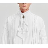 baratos Tops-Retro Vintage Punk e gótico Medieval Blusa / Camisa Baile de Máscara Vampiros Cavalheiro Outlander Com Babados Cor Sólida Fantasia Homens Pirata Fantasia Real Carnaval Baile de Máscaras Espetáculo