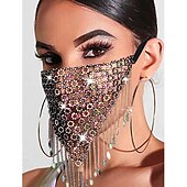 お買い得  マスク-メタリック 光沢タイプ セクシー マスク シアーメッシュラインストーン ディスコ 男性用 女性用 パーティー クラブ プライドパレード 成人 マスク オールシーズン