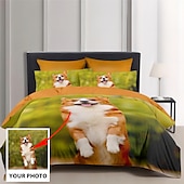 baratos Presentes Personalizados-Conjunto de Cama Impresso 100% Algodão Natural Melhor Presente de Formatura Presente Personalizado Conjunto de Capa de Edredom Conjunto de Cama para um Quarto Estiloso