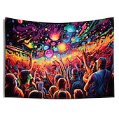 preiswerte Blacklight -Wandteppiche-Schwarzlicht-Wandteppich, UV-reaktiv, leuchtet im Dunkeln, Party, Neon, Trippy, Misty Bar, Konzert, Wandteppich, Wandbild für Wohnzimmer, Schlafzimmer