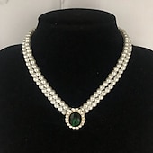 billige Smykkesett-Smykke Sett 1set Imitert Perle Strass 1 Halskjede Øredobber Dame Elegant Årgang Fransk Multi Layer Prinsesse Smykkesett Til Bryllup Fest jubileum