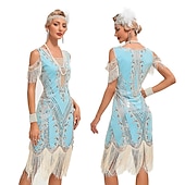 olcso Ruhák-Retró Ordító 20-as évek 1920-as évek Flapper ruha Ruhák Álarcosbál A nagy Gatsby Esküvői Vendég Flitter Rojt Női Álarcos mulatság Esküvő Esküvői vendég Buli / Este Felnőttek Ruha Hazatérő ruhák
