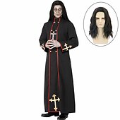 cheap Men&#039;s Costumes-Vampire Pastor Cosplay Costume Masquerade Adults&#039; Men&#039;s Cosplay Halloween Carnival Performance Halloween Halloween Carnival Masquerade Easy Halloween Costumes With Wig