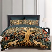 abordables Ensembles de housse de couette-Ensemble de housse de couette à motif d&#039;arbre de vie médiéval, ensemble de literie en coton de luxe doux 3 pièces, décoration de maison, cadeau, housse de couette king queen