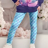 tanie 3D kreskówka dziewczyny-Dla dziewczynek 3D Syrena Zestaw bluza i legginsy Różowy Długi rękaw Druk 3D Jesień Zima Aktywny Moda Codzienny Dzieci 3-12 lat Półgolf Na zewnątrz Urlop Randka Regularny