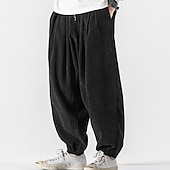cheap Joggers-Men's Sweatpants Corduroy Pants Carrot Pants Pocket Drawstring Elastic Waist Plain Comfort Breathable Outdoor Daily Going out Fashion Casual Black Pink