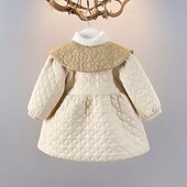 Недорогие Верхняя одежда-Дети (1-4 лет) Девочки Пуховик Сплошной цвет Активный кнопка Школа Пальто Верхняя одежда 3-7 лет Весна Бежевый