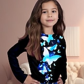 cheap Girl&#039;s 3D Cartoon-Girls&#039; 3D Rainbow Butterfly T shirt Long Sleeve 3D Print Fall Active Kids 4-12 Years Regular Fit