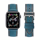 cheap Apple Watch Bands-Leather Band Compatible with Apple Watch band 38mm 40mm 41mm 42mm 44mm 45mm 49mm Rugged Luxury Adjustable Genuine Leather Strap Replacement Wristband for iwatch Series Ultra 8 7 SE 6 5 4 3 2 1