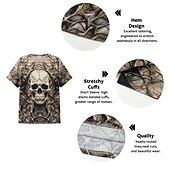 preiswerte T-Shirts mit Tiermuster-Halloween Herren Graphic Spinnen T Shirt Kurzarm T-Shirt 3D-Druck Rundhalsausschnitt Hemd Täglich Designer Retro Vintage Sports Outdoor Festtage Ausgehen Dunkelbraun Gelb Leicht Braun Frühling Sommer