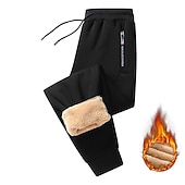 Men's Sherpa Sweatpants Fleece Pants Joggers Winter Pants Drawstring Pocket Elastic Waist Solid Color Warm Casual Daily Running Sports Fashion Black Black Straight Leg Micro-elastic cheap Joggers-Men's Sherpa Sweatpants Fleece Pants Joggers Winter Pants Drawstring Pocket Elastic Waist Solid Color Warm Casual Daily Running Sports Fashion Black Black Straight Leg Micro-elastic