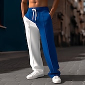 cheap Sweatpants-Men&#039;s Sweatpants Joggers Trousers Straight Leg Sweatpants Pleated Pants Patchwork Drawstring Elastic Waist Color Block Comfort Breathable Casual Daily Holiday Sports Fashion Black Blue