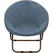 abordables Cubierta de sillón y silla sin brazo-Funda de terciopelo para silla con platillo redondo, fundas para silla Moon, 1 pieza, funda elástica extraíble para silla Moon con parte inferior elástica para sala de estar