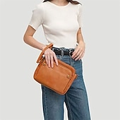 cheap Handbag &amp; Totes-Women&#039;s Vintage Three-Layer Leather Crossbody Shoulder &amp; Clutch Bag – Multi-Compartment Design for Casual, Work, and Travel Use