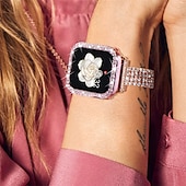 baratos Capa Smartwatch-2 por Pacote Estojo de relógio com protetor de tela Compatível com Apple Watch Series 8 7 41mm 45mm / Series 6 5 4 SE 40mm 44mm / Series 3 2 1 38mm 42mm Resistente a riscos Bling Diamond Limpar HD