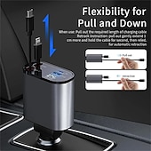 olcso Autós töltő-starfire fém visszahúzható autós töltő szupergyors töltés 100w autós szivargyújtó usb port adapter autós töltő kábellel