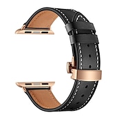 olcso Apple óraszíjak-Kompatibilis valamivel Apple Watch óraszíj 38mm 40mm 41mm 42mm 44mm 45mm 49mm Női Pillangó csat Luxus Valódi bőr Csere óraszíj mert iwatch Ultra 2 Series 9 8 7 SE 6 5 4 3 2 1