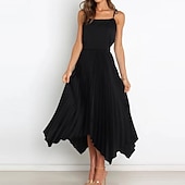 preiswerte Schlichte Röcke-Damen Rock Schaukel Langer Rock Elegant Modisch Maxi Hoher Taillenbund Röcke Einfarbig Gefaltet Asymmetrischer Saum Party Strasse Schwarz Weiß Wein Dunkelgrün Frühling Sommer Satin