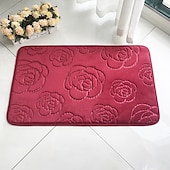 preiswerte Läufer und Teppiche-1 Stück Badvorleger, Rosenblüten-Muster, Badezimmer-Badematte, Flanell, rutschfester Teppich, Badewannen-Bodenteppich, Duschraum-Fußmatte, Memory-Schaum-Matte, waschbarer Teppich