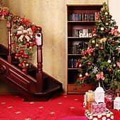 abordables Couronnes, Guirlandes &amp; Décorations-couronne de Noël en rotin pour porte d&#039;entrée, décoration murale, boule, pendentif d&#039;arbre à l&#039;envers, décoration créative, mise en page de scène de fenêtre, arc, porte suspendue