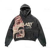 preiswerte Retro-Grafik-Pullover Hoodie mit Reißverschluss Buchstabe Vordertasche Für Herren Damen Unisex Erwachsene Heißprägen Strasse Casual