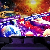 お買い得  ブラックライトタペストリー-ブラックライトタペストリー UV反応性、暗闇で光る、光るパーティー、ネオンユニバースプラネット、サイケデリック、トリッピー、ミスティ、吊り下げタペストリー、壁アート、リビングルーム、寝室用壁画