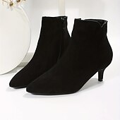 abordables Bottines-bottines chics à bout pointu en similicuir noir pour femmes avec fermeture à glissière - idéales pour les soirées, les tenues de bureau et les sorties à la mode